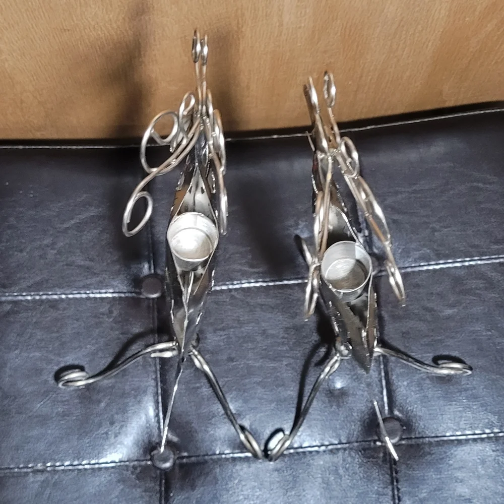 Metal silver reindeer candle holders set 2 pcs. - Picture 13 of 17